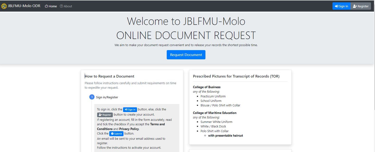 Online Document Request System