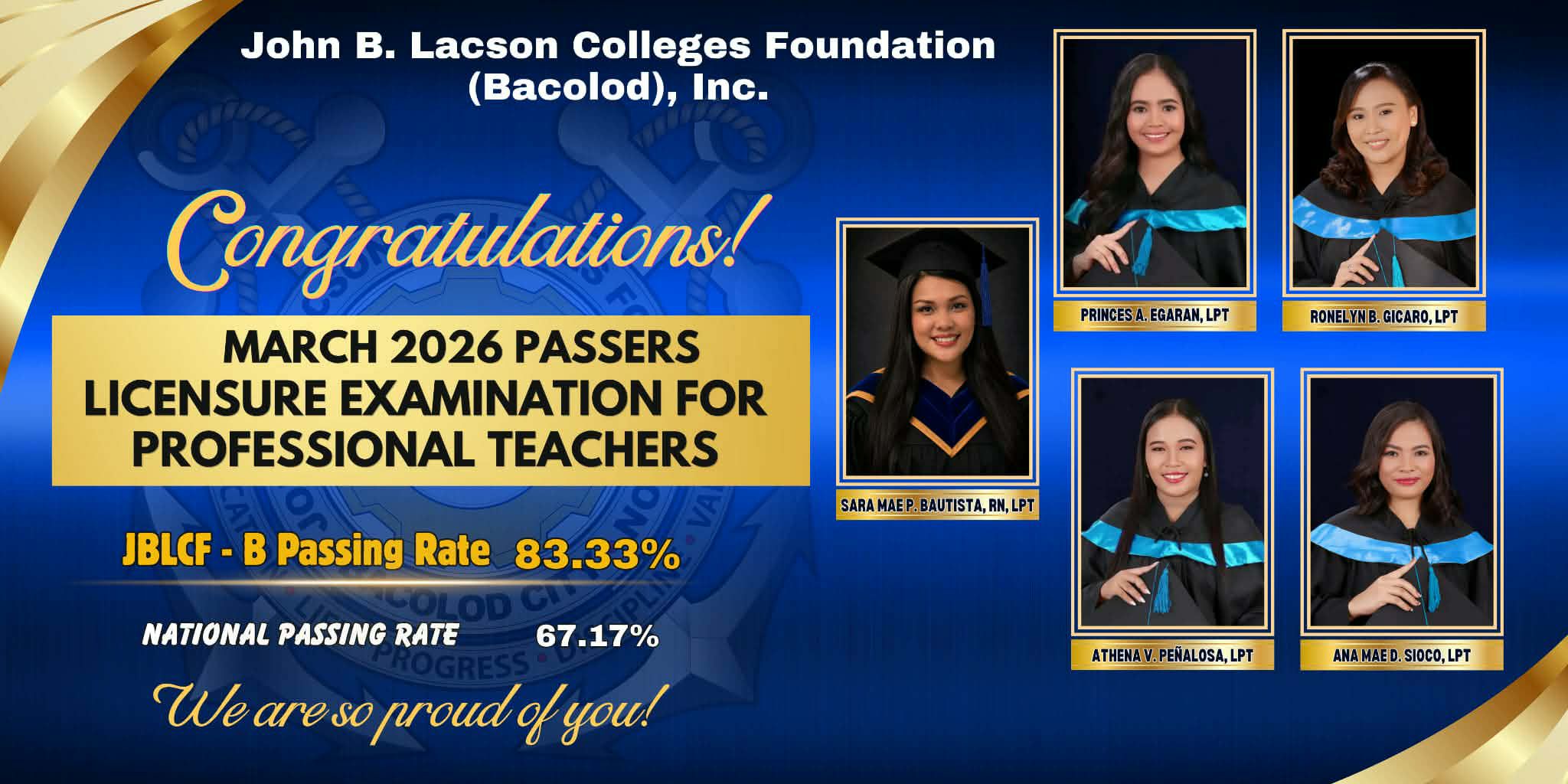 Congratulations to our March 2026 LET Passers! 